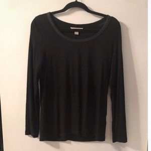 Banana republic long sleeve pleather neckline